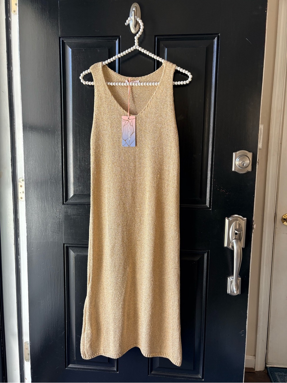 NWT Metallic Gold Knit Tank Dress Size S/M